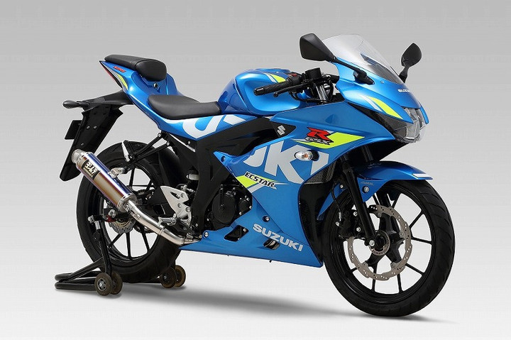 スズキGSX-R125 YOSHIMURA サイクロンマフラーチタンブルーカバー スズキGSX-R125 YOSHIMURA サイクロンマフラーチタンブルー